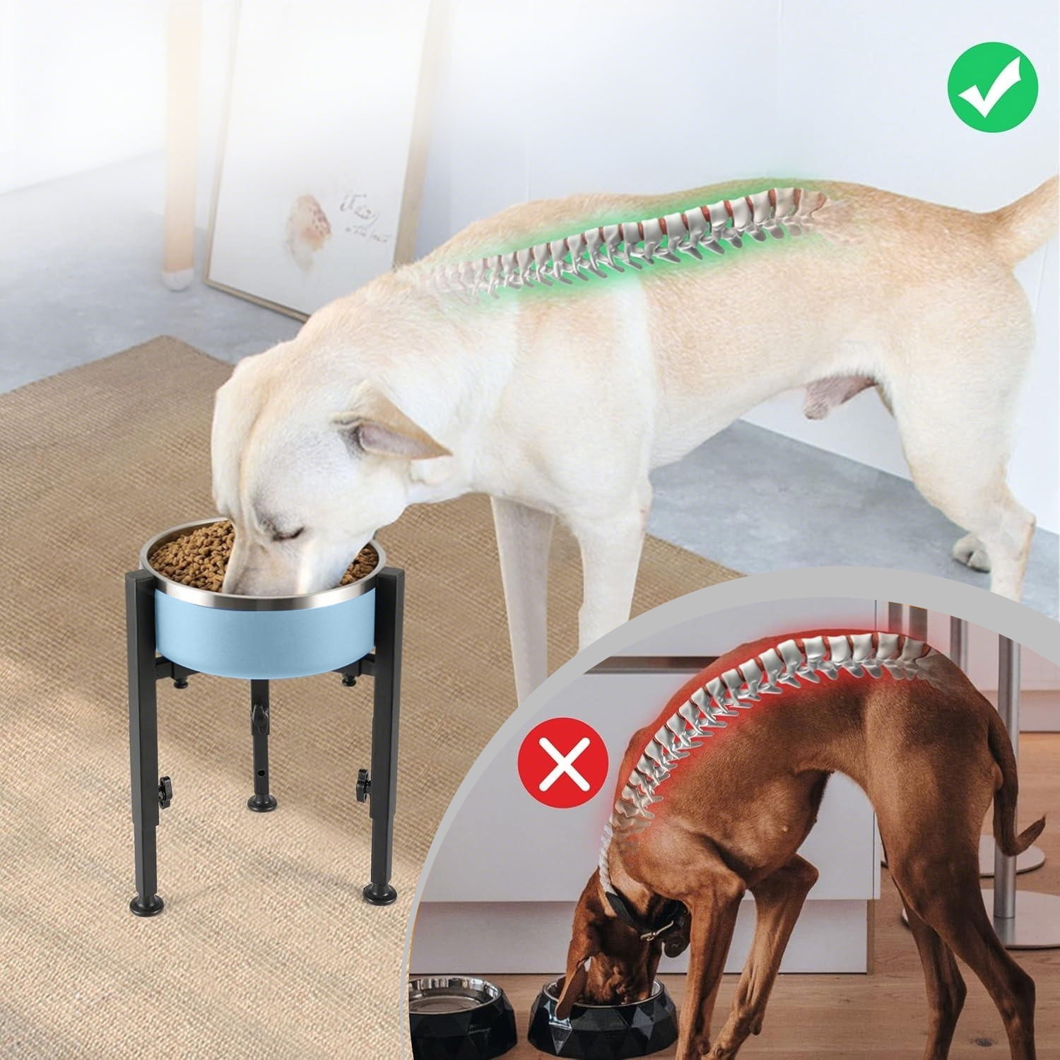 Adjustable Metal Dog Bowl Stand, Fits for 7-11 Inch Bowl, Heavy-Duty Metal Elevated Pet Bowl Holder, Easy to Assembly (Bowl Not Included)