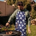 thumbnail image 4 of Pioneer Flower Floral Print Pattern Cotton Linen Apron with Pockets, Waterproof Adjustable, 33x27 Inch for Kitchen, Gardening, BBQ, Salon, 4 of 6