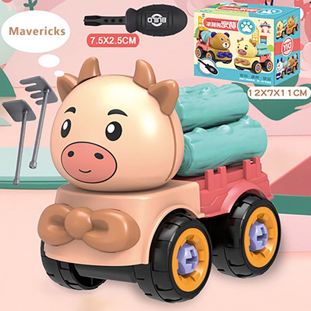 Coogam Take Apart Puzzle Disassembly Animal Engineering Vehicle Toy With Screwdriver Tool, Fine Motor Skill Toy Car