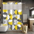 thumbnail image 2 of No Hook Shower Curtain with Snap in Liner, Nordic Medieval Splicing Half Circle Waterproof Fabric Bathroom Curtain Mesh Top Window, Yellow Grey Abstract Shower Curtains 48x72in, 2 of 9