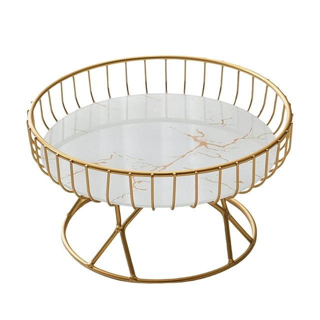 Soporte para tartas de bandeja de fruta de encimera de alambre de hierro de Metal dorado de cocina, para sala de estar, fiestas al aire libre, jardín , Talla S Soledad canasta de frutas