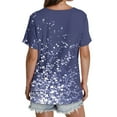 thumbnail image 4 of Fartey Womens Floral Graphic Tees Elegant Pleated V-Neck T Shirts Dressy Casual Boho Beach Vacation Blouses Slim Fit Summer Short Sleeve Tunic Tops Blue S-2XL, 4 of 4
