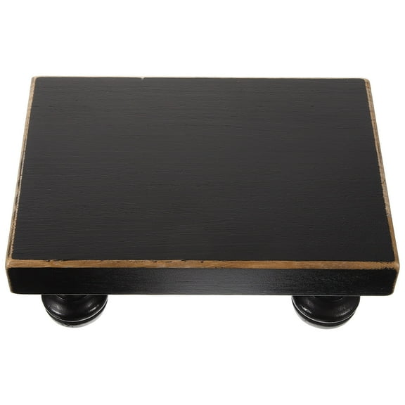 SOPOTUTU Black Wood Display Pedestal Vanity Stool with Non- Base for Kitchen Accessories 1 Piece