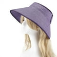 thumbnail image 3 of Women's Wide Brim Visor Hat with Bow Detail Adjustable Velcro Closure for Beach or Outdoor Protection - Purple, 3 of 6