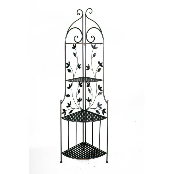 67.5' Blackened Copper Corner Bakers Rack with 4 shelves