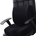 thumbnail image 4 of Juego de cojín de asiento con soporte lumbar de poliéster, cómodo cojín para silla para oficina y hogar, juego de franela, juego combinado de cojín negro y cojín de respaldo, 4 of 5