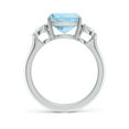 thumbnail image 2 of ANGARA Natural Cushion 2.7 ct Aquamarine & Diamond 3 Stone Engagement Ring in 925 Sterling Silver for Women (Size-9mm) | March Birthstone, Anniversary Jewelry Gift for Women | Natural Aquamarine Ring, 2 of 9