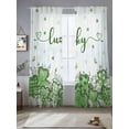 thumbnail image 2 of St. Patrick's Sheer Curtains 96 Inch Length 2 Panels Set Window Treatments, Luck Shamrocks Eucalyptus Leaves Flowers Rustic Rod Pocket Semi Curtains for Living Room/Bedroom/Kitchen, 104"W x 96"L, 2 of 7