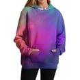 thumbnail image 5 of Stichou Hoodie for Women Tie Dye Gradient Oversized Sweatshirt Plus Size Loose Fit Cute Hoodie Drawstring Fall Pullover with Pocket Light Purple L, 5 of 7