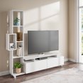 thumbnail image 5 of Ada Home Decor Furniture for TVs up to 53" 4 Tier White Rossano Modern TV Stand with Doors, 5 of 8