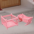 thumbnail image 1 of Mini dormitorio de juguete de cuna y corralito a escala 1/12, adornos fotográficos realistas. Rosa, 1 of 8