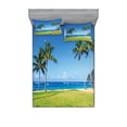 thumbnail image 2 of Hawaiian Bedding Set with Sheet & Covers, Coconut Palm Trees and Lawn on the Sandy Poipu Beach in Hawaii Kauai Picture Print, Printed Bedroom Decor 2 Shams, 4 Sizes, Blue Green, by Ambesonne, 2 of 3
