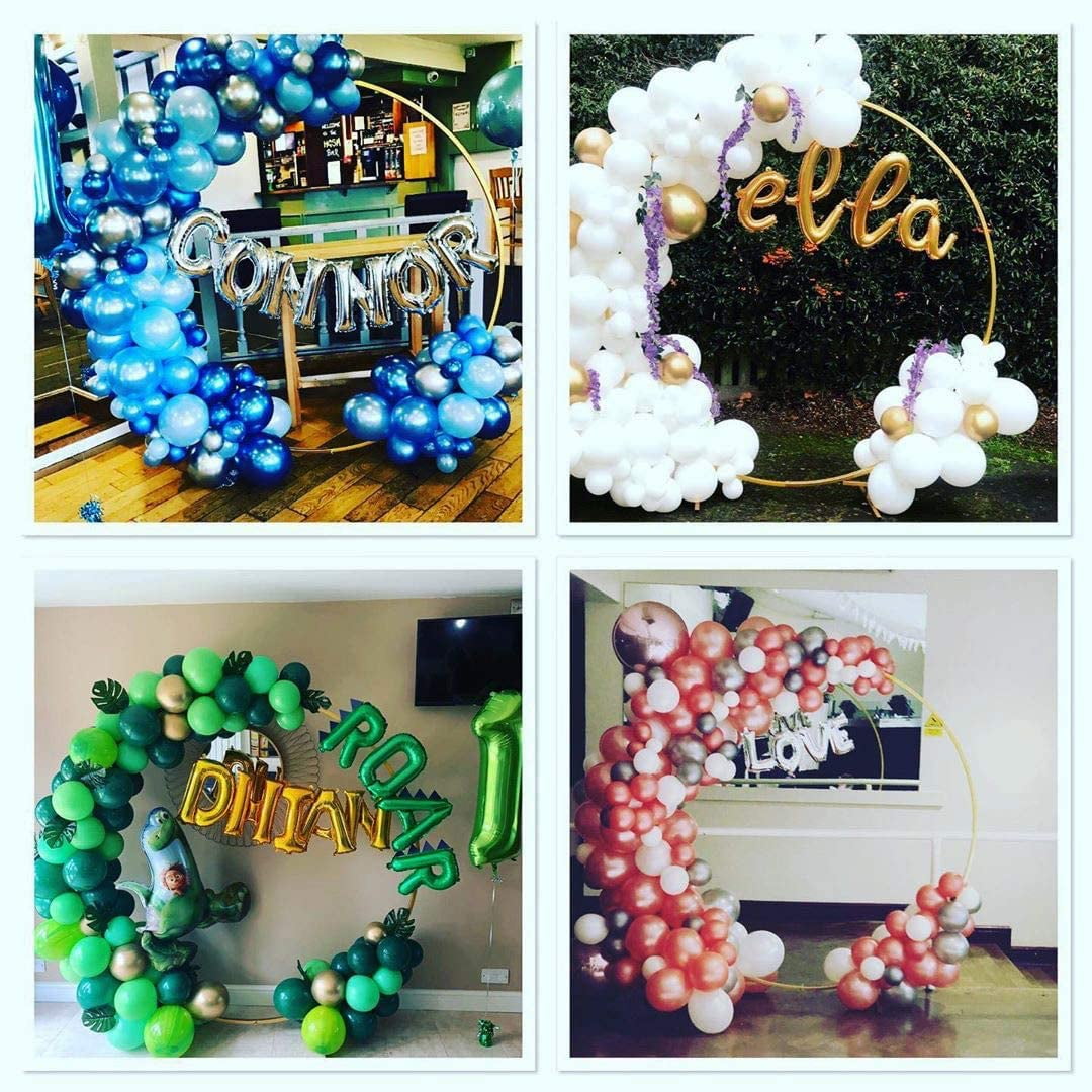 LANGXUN Large Size Golden Metal Round Balloon Arch kit Decoration, for Birthday Party Decoration, Wedding Decoration, Graduation Decorations and Baby Shower Photo Background Decoration (4.9ft)