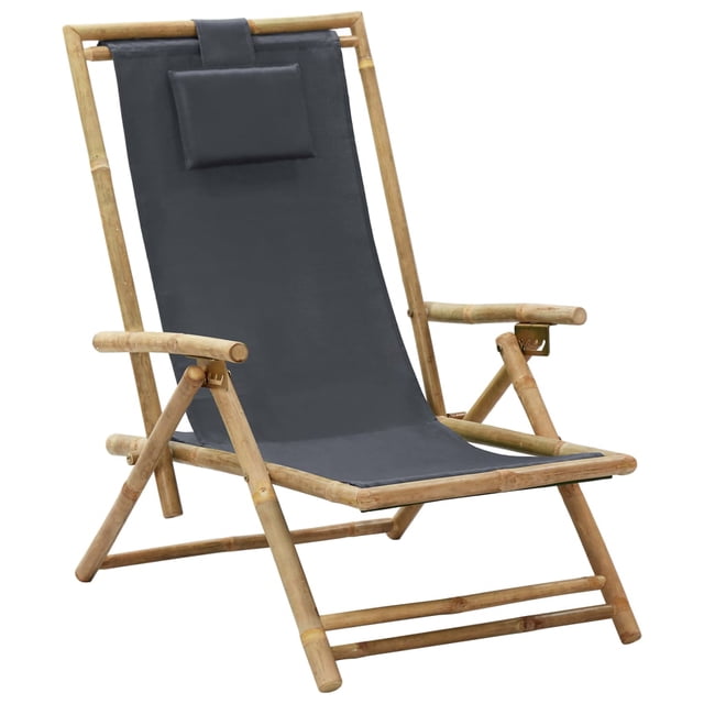 vidaXL Chaise Longue Relaxante Gris Foncé Bambou et Tissu