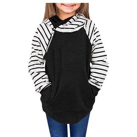 

Infant Baby Kids Stripe Printed Zipper Hoodie Pullover Tops