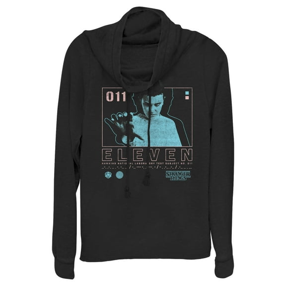 Netflix Junior's Stranger Things Eleven Boxed Up Cowl Neck Sweatshirt Black 3X Large