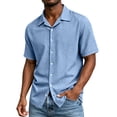 thumbnail image 5 of CBASIHI Mens Short Sleeve Button Down Shirts- Summer Casual Loose Fit Breathable Collared Business Work Wear Top Light Blue Size S-3XL, 5 of 7