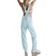 thumbnail image 2 of LANGWYQU Women Sleeveless Denim Jumpsuit Casual Jeans Long Bib Pants, 2 of 4