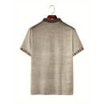 thumbnail image 2 of Men's Distressed Henley Shirts Vintage Short Sleeve T-Shirts Washed Cotton Casual V-Neck Button Tee Shirts Khaki L, 2 of 5