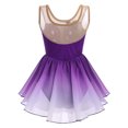 thumbnail image 6 of IBTOM CASTLE Women Ice Figure Skating Dress Ballet Dance Leotard Gymnastics Sequin Embroidery Gradient Chiffon Dress Dancewear L Purple, 6 of 8