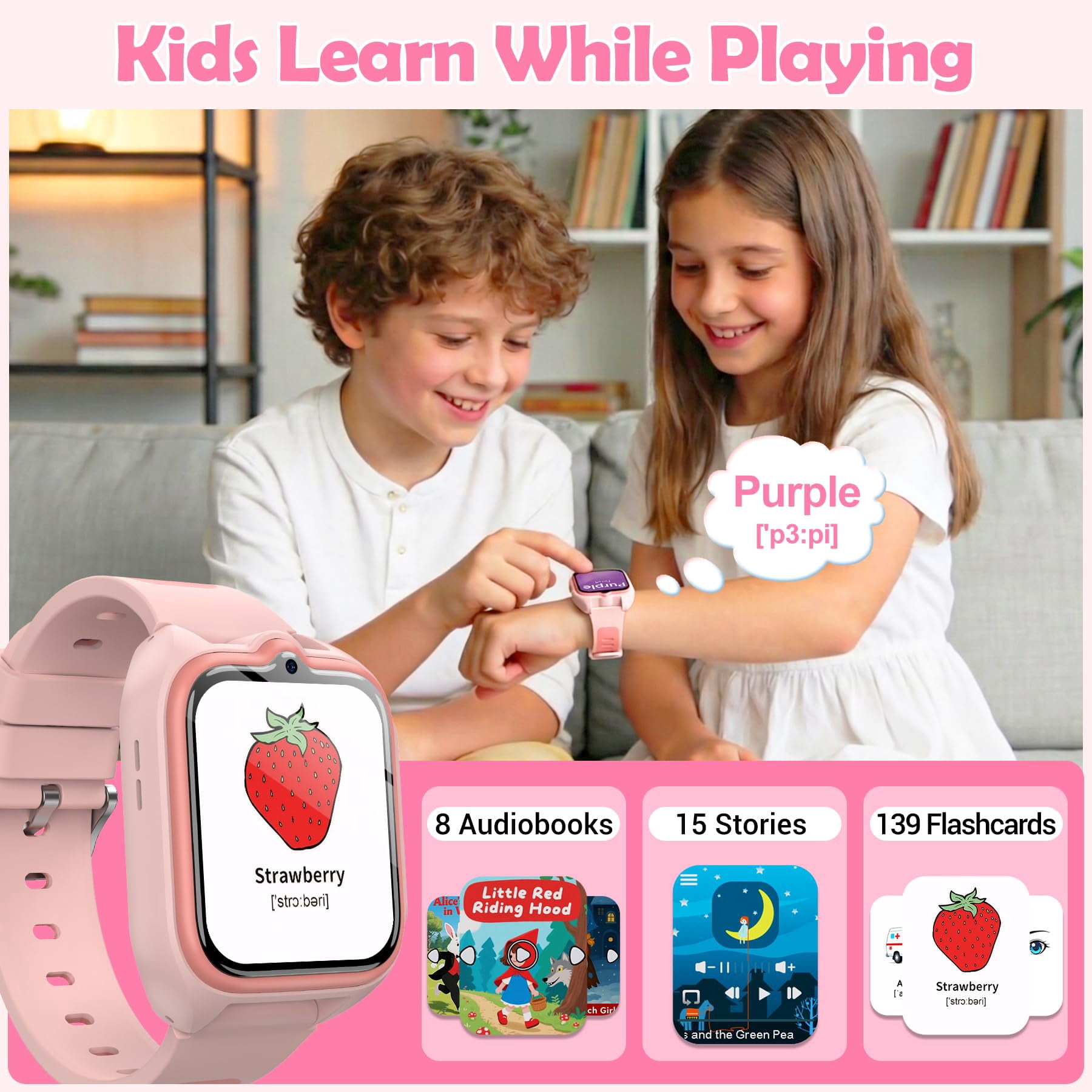 LUOMATE Smart Watch for Kids,1.75" Fitness Tracker kids Step Counter Watch with photograph/Video/Music/Alarm Clock/Flashlight/IP68 Waterproof/Puzzle Games for Girls Boys