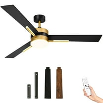 Dextrus 60in Black Ceiling Fan with Light and Remote Control, 3 Blades Modern Chandelier Ceiling Fan