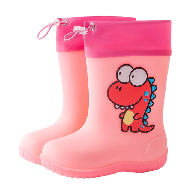 MIASHUI Toddler Rain Boots Easy-on Lightweight and Waterproof Shoes,Pink,4.5-5 Years