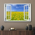 thumbnail image 2 of wall26 Canvas Print Wall Art Window View Spring Yellow Sunflower Country Field Wilderness Nature Photography Realism Scenic Landscape Colorful Multicolor for Living Room, Bedroom, Office - 16"x2, 2 of 5