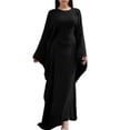 thumbnail image 2 of Vestido Islámico Elegante de Color Liso con Mangas Murciélago para Mujer. Negro M, 2 of 7