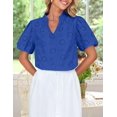 thumbnail image 4 of Blusa de verano para mujer ZESICA 2025 con cuello en V y manga corta abullonada, 4 of 8