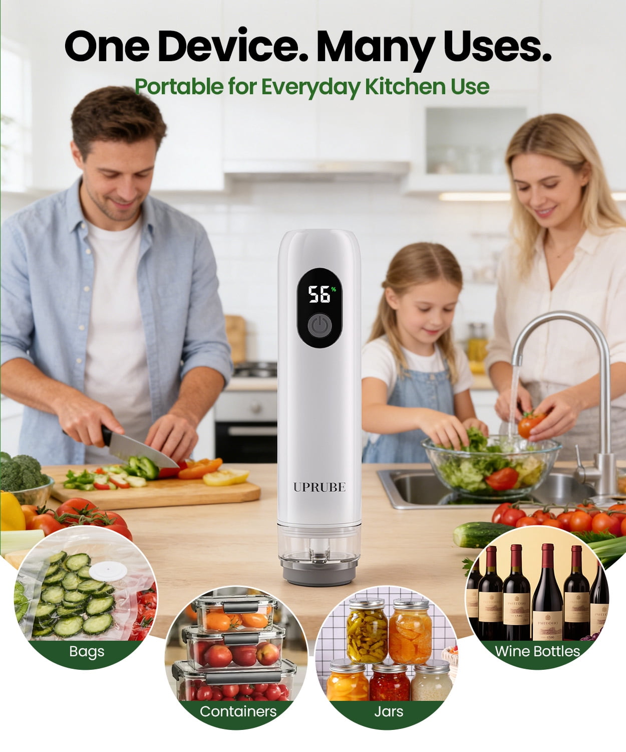 UPRUBE Handheld Vacuum Sealer for Food,Portable Food Vacuum Sealer with LED Display,30 Vacuum Bags Included