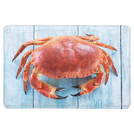 SUNENAT Brown Crab on Blue Wooden Table Doormat Non-Slip Indoor And Outdoor Door Mat, Entrance Rug Floor Mats Rubber Backing, Large 30"(L) x 18"(W)