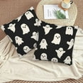 thumbnail image 3 of Happy Halloween Pillow Covers 18x18 Set of 2, Halloween White Ghost Decorative Throw Pillow Covers Holiday Farmhouse Outdoor Black Pillowcase for Couch Sofa Home Decor, 3 of 4