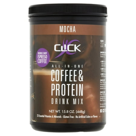 Click All-In-One Coffee & Protein Powder, Mocha, 15g Protein, 1