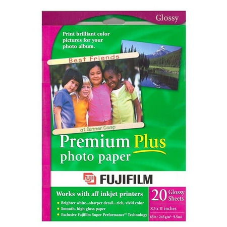 FUJI Premium Plus Paper 8.5 x 11 Inches, 3 Pack of 20 Sheets -NR