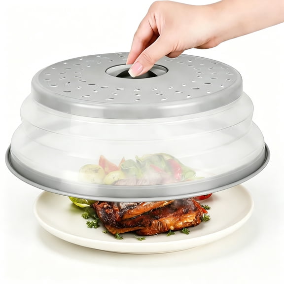 Collapsible Microwave Splatter Cover for Food, Foldable Microwave Food Cover with Steam Vents, Kitchen Plate Cover, Dishwasher Safe