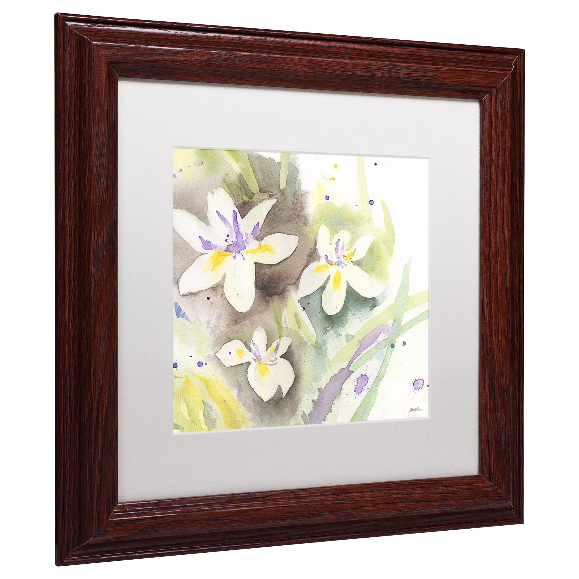 Trademark Fine Art "Sunflower Blossom Bouquet" Canvas Art by Sheila Golden White Matte, Wood Frame