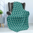 thumbnail image 4 of Abstract Soft Flannel Fleece Blanket, Scales Pattern with Curvy Half Circles Citrus Fruit Tropical Lemon Art, Cozy Plush for Indoor and Outdoor Use, 70" x 90", Sea Green Teal White, by Ambesonne, 4 of 5