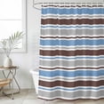 thumbnail image 4 of Blue Brown Striped Bathroom Shower Curtains with 12 Hooks Waterproof Shower Curtain for Stalls and Bathtubs Farmhouse Stripes Modern Abstract Art Decorative Bathroom Privacy Curtain 72x78 Inches, 4 of 9