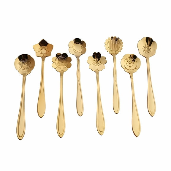 ACDANC Flower Coffee Stirrers,Stainless Steel Stirring/Mixing Spoons for Cocktail Drink Ice Tea,Gold/Rose Gold - 4.9 In