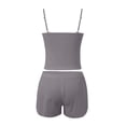 thumbnail image 5 of Womens Short Pajama Set Ribbed Knit Cami Top and Boxer Shorts Pajamas Cute Pj Sets(Grey,S), 5 of 6