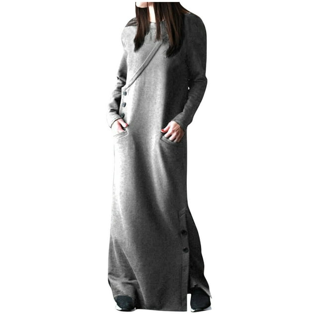 Pisexur Robe à Capuchon Surdimensionnée pour Femmes, Robe Chandail Décontractée d'Automne avec Capuchon, Chandail à Capuchon Long à Enfiler avec Poche