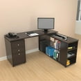 thumbnail image 3 of Inval Modern 3-Drawer 6-Shelf L-Shaped Desk, Espresso BOX 2, 3 of 4