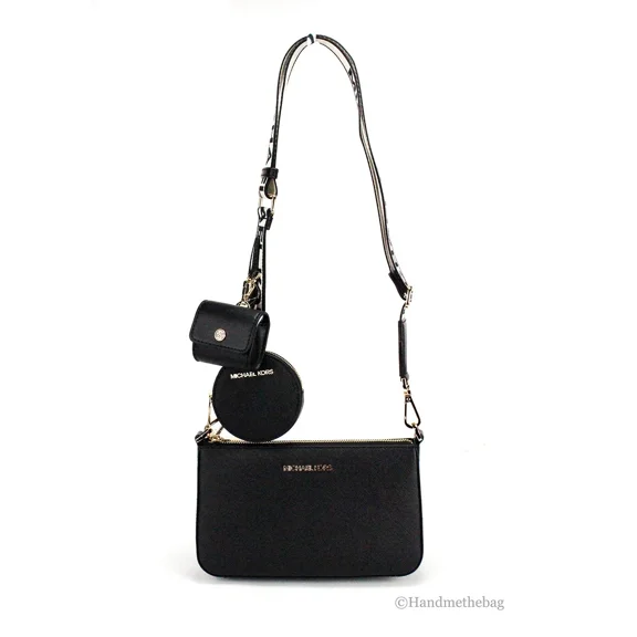 Michael Kors Women’s Jet Set Saffiano Leather Tech Crossbody Bag, Black