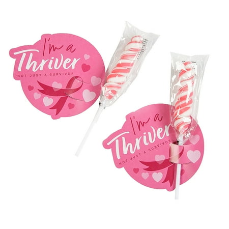 Fun Express 4 1/2 Breast Cancer Thriver Lollipop and Card Handout Kits for 24