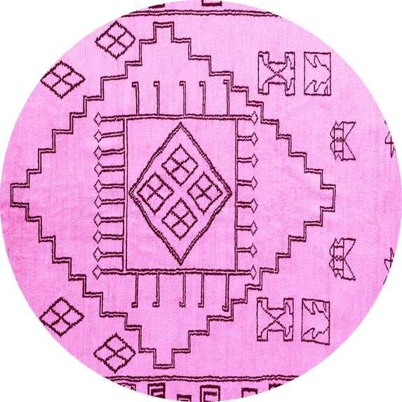 Ahgly Company Indoor Round Solid Pink Modern Area Rugs, 7' Round