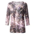 thumbnail image 4 of PMVFHDE Womens Tops Quarter Sleeve Crewneck Loose Fit Sequin Casual Print T-Shirt, 4 of 5