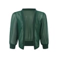 thumbnail image 2 of Alvivi Womens 3/4 Puff Sleeve Chiffon Cardigan See-Through Capes Shrug Bolero for Evening Dress Dark Green 3XL, 2 of 7