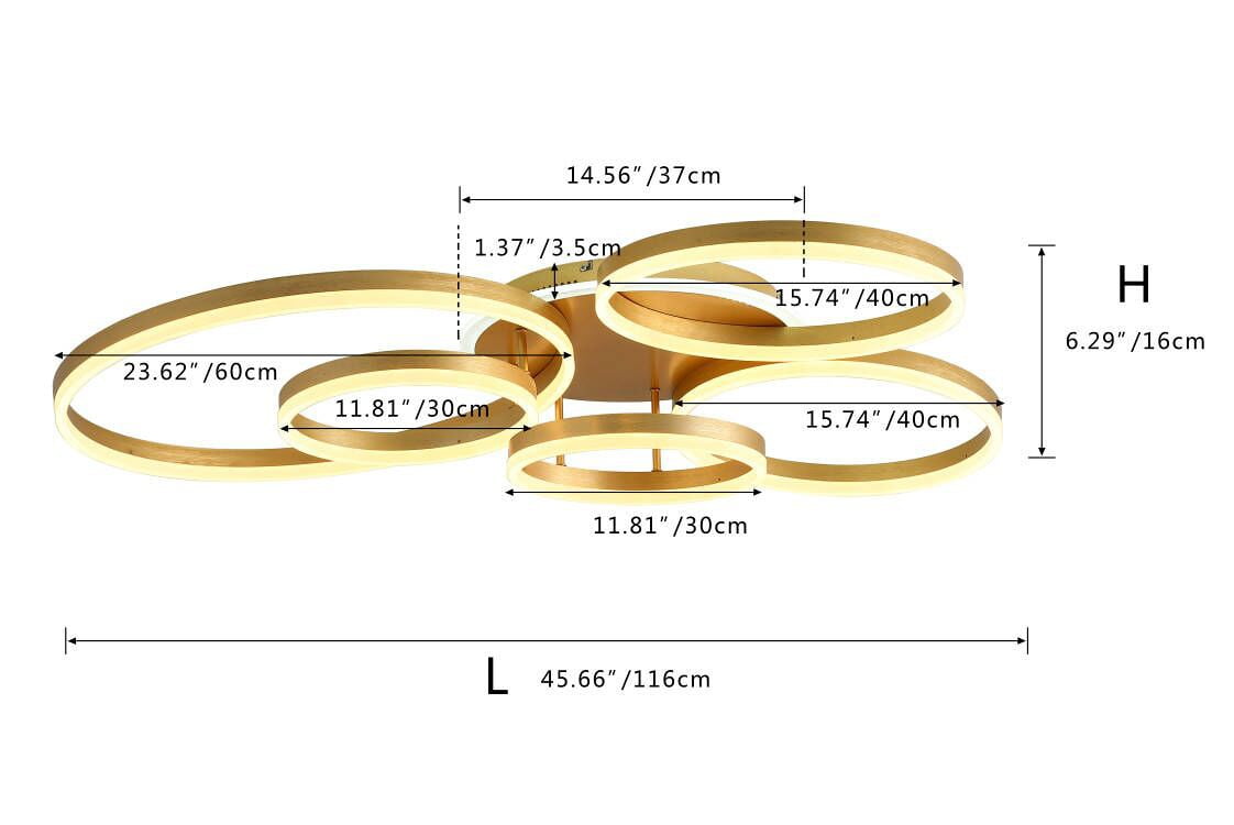 Aiwen 5-ring Shape Flush Mount Ceiling Lamp with 5 Integrated LED Lights