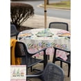 thumbnail image 4 of Outdoor Tablecloth with Umbrella Hole and Zipper, Easter Square Table Cloth 60x60 Inch Waterproof Tablecloth, Country Gnomes Rabbit Colorful Eggs Flowers Treill Picnic Table Cover for Patio Camping, 4 of 7